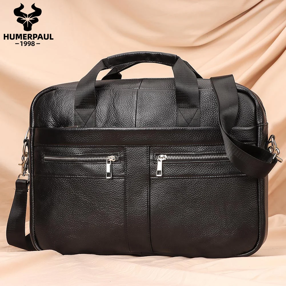 

HUMERPAUL Real Leather Handbag for Men Vintage Shoulder Tote Bag High Quality Top Handle Satchel Crossbody Bag