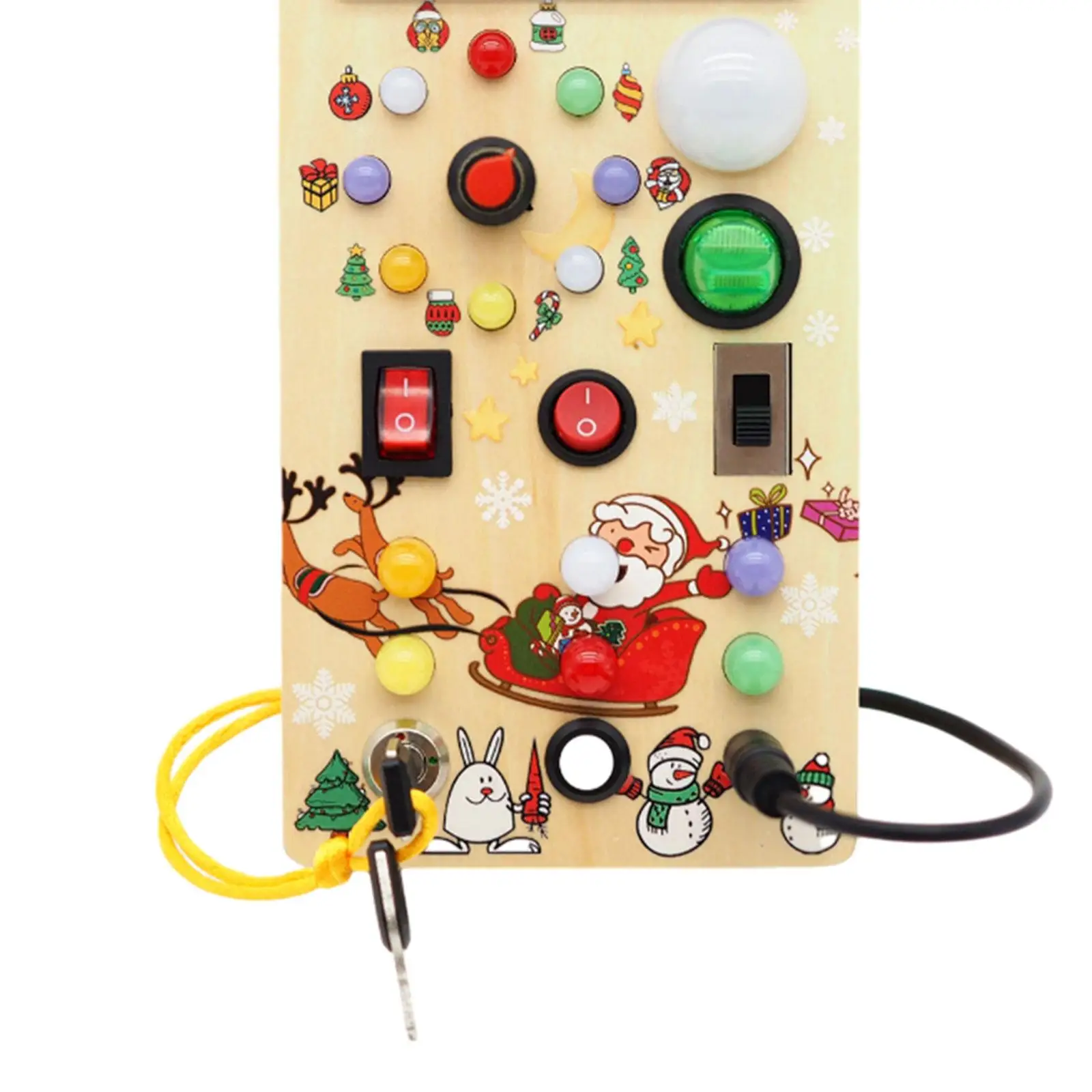 

Christmas Busy Board LEDs Switches Sensory Toy for Gifts Party Supplies