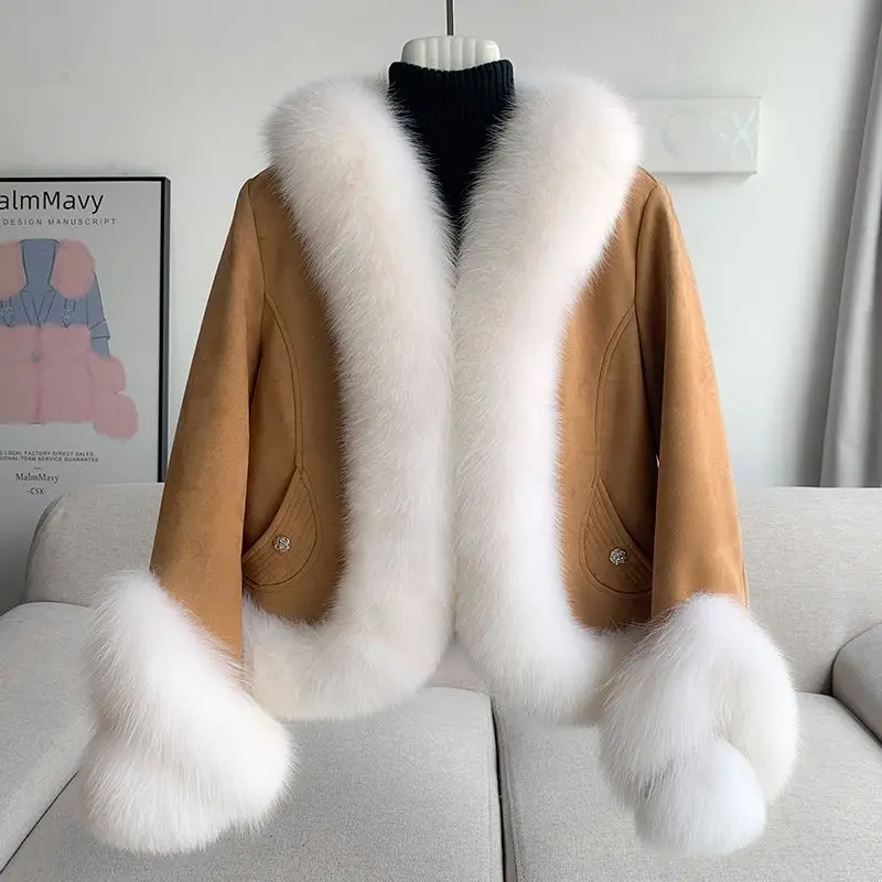 

Celebrity Prom Fox Fur Grass Coat Women's Short 2023 New Fashion Fur Coat Winter