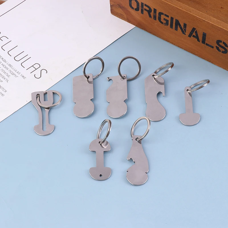 1Pcs Metal Key Ring Coin Holder Keychain Shopping Trolley Token Metal Key Ring Beer Bottle Opener Multifunctional Shopping Cart