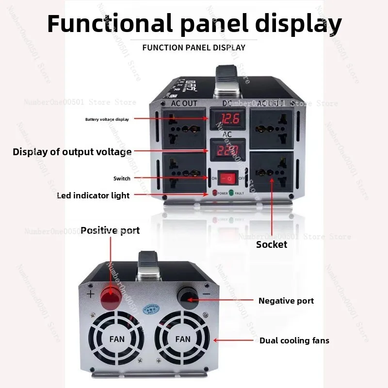 High Power 12V/24V/48V/60V to 220V Modified Sine Wave Car Power Inverter for Vehicle Use