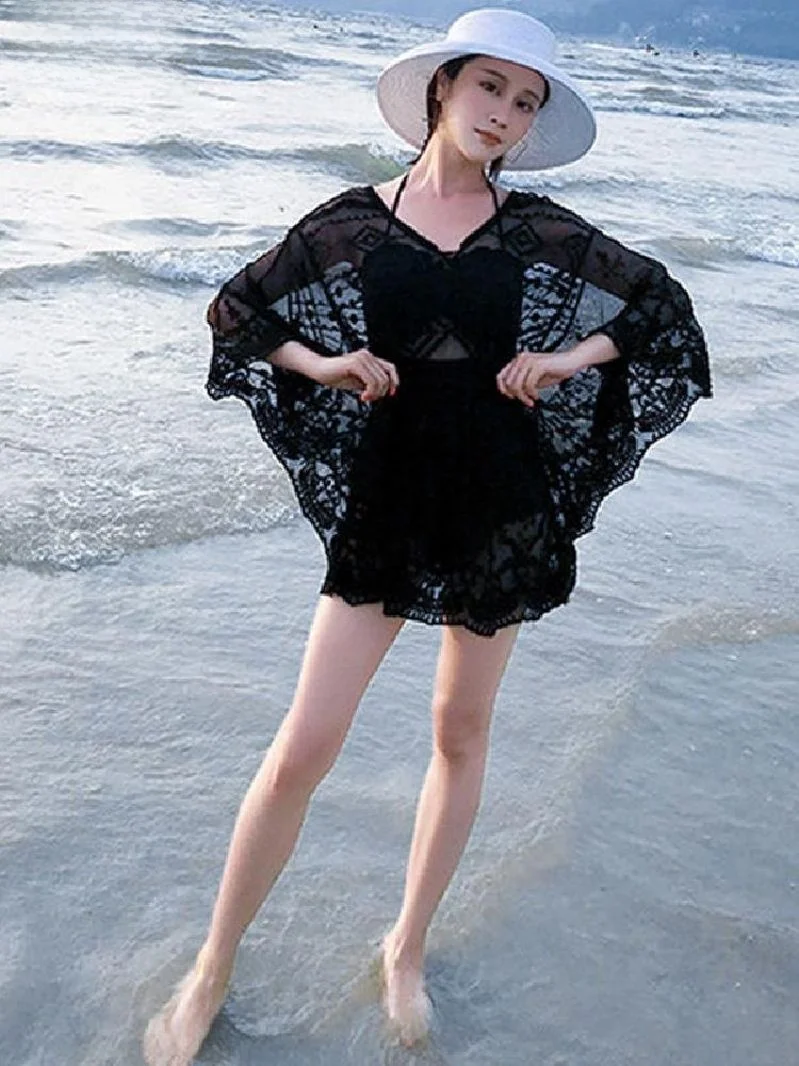 korean-sle-batwing-sve-bikini-cover-up-loose-casual-summer-lace-beach-irt-set-lightweight-breathable-women's-outerwear