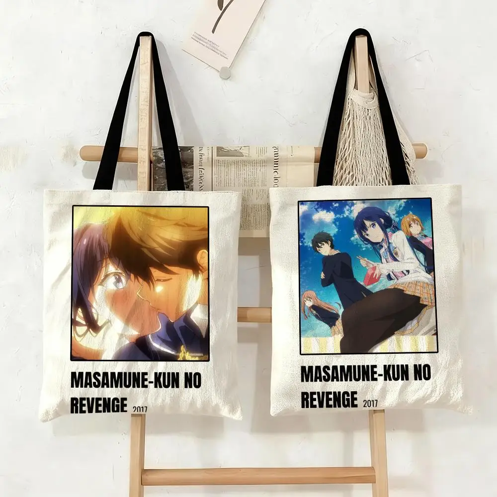 Bolsas de almacenamiento Masamune-kun's Revenge, bolsa de lona de gran capacidad para estudiantes mujeres, para guardar libros, bolsa de mano para mamá