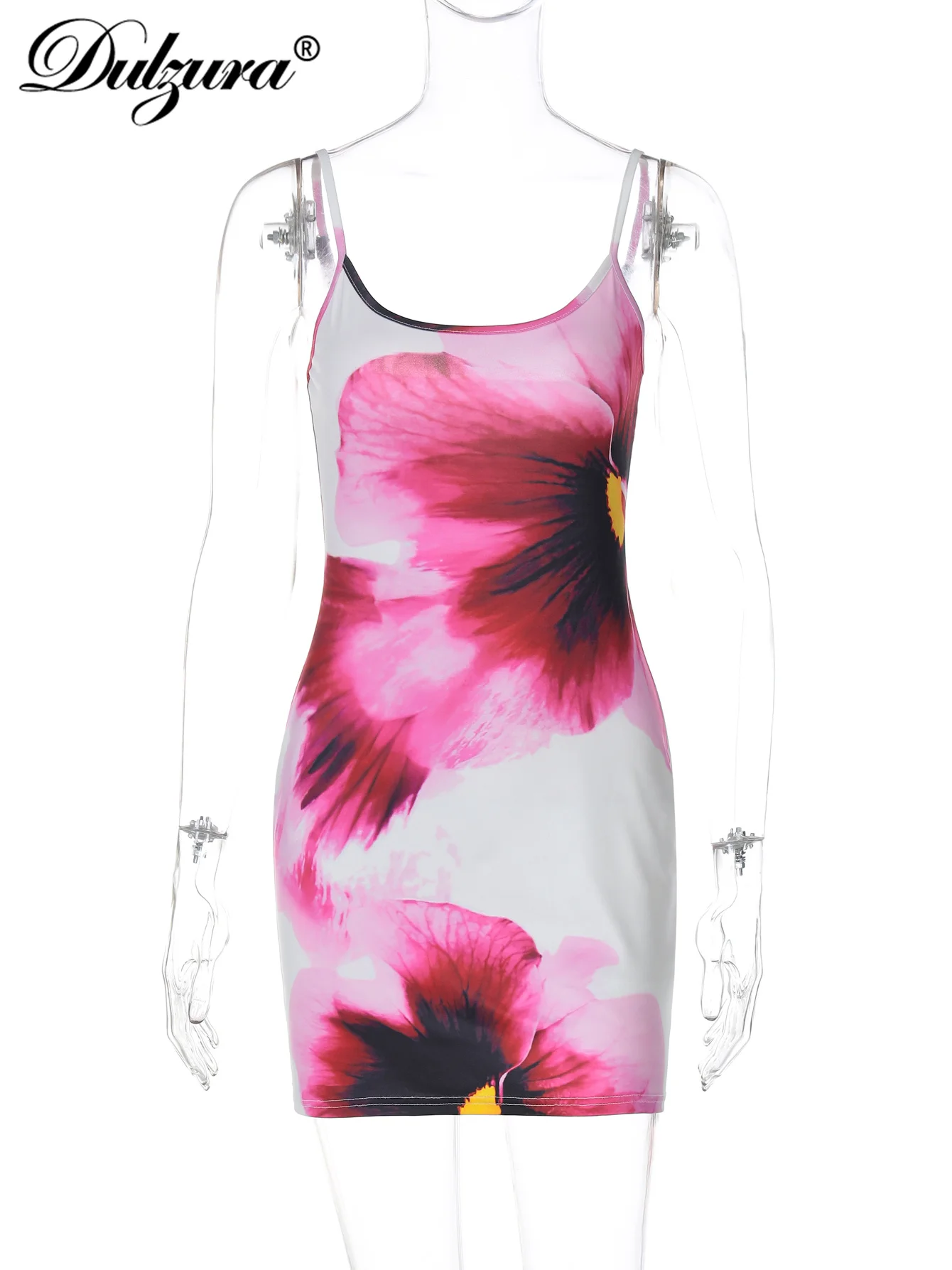 Dulzura Mini abito aderente senza maniche con stampa floreale Cami Mini abito corto casual elegante e sexy Party Club Street Summer Outfit