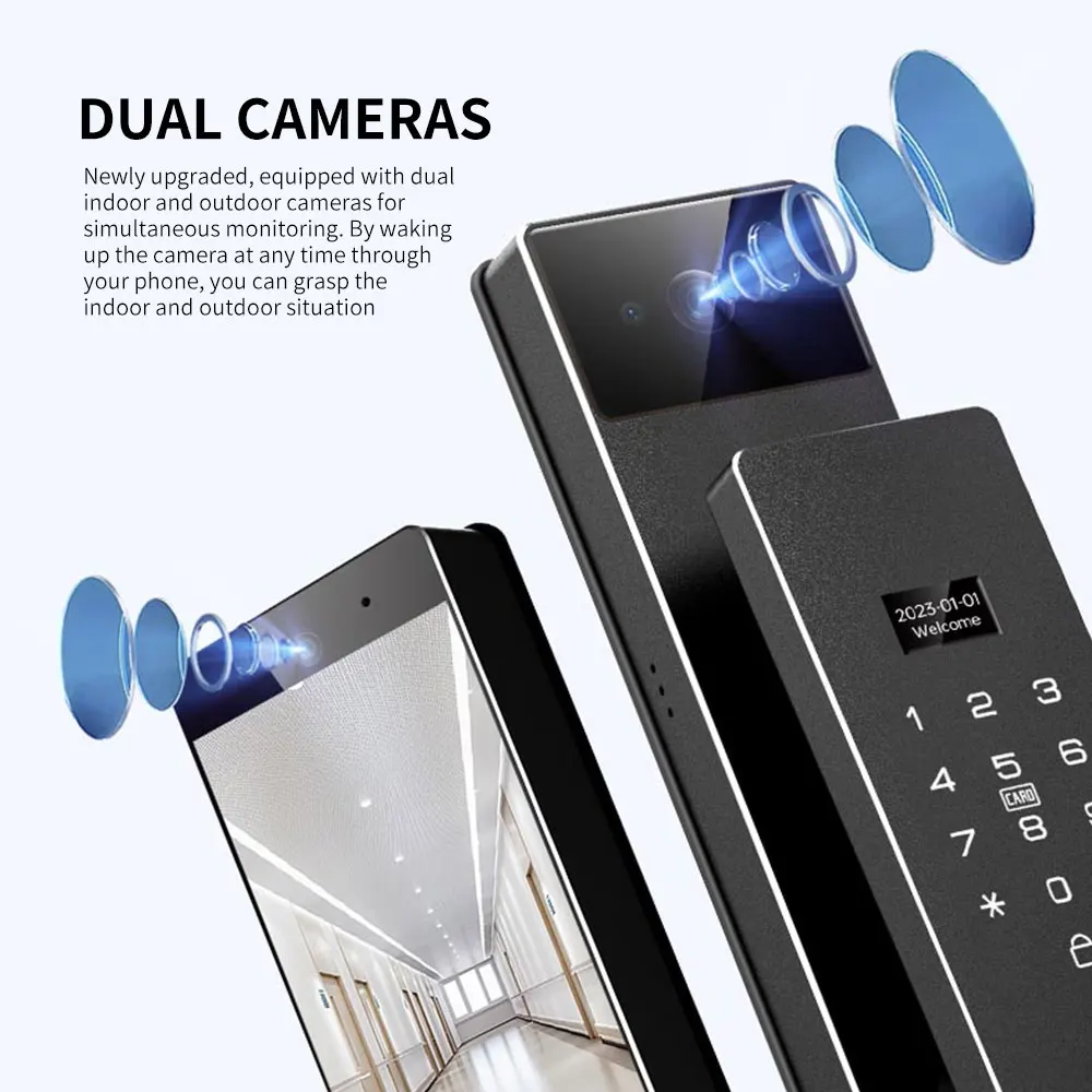 High-End Home Palm Vein J-link Wifi 3D Riconoscimento facciale Impronta digitale biometrica digitale Smart Door Lock Israel Lock Body Intercom