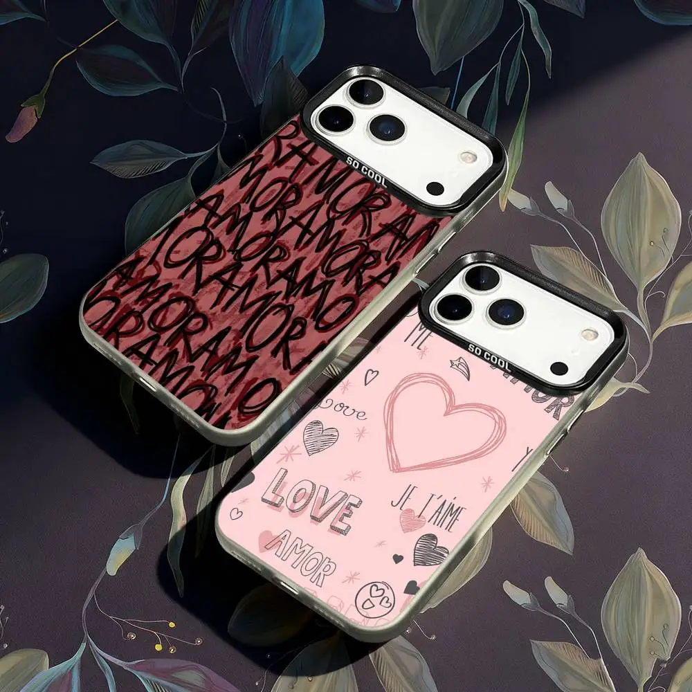 

AMOR This is Love Phone Case For iPhone 17,16,15,14,13,12,X,8,Pro,Max,Plus,E,SE4,Air,Mini IMD Matte Black