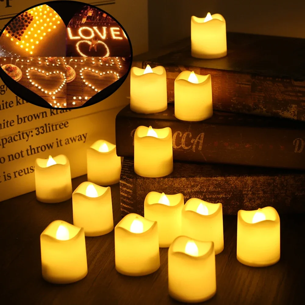 Flameless Votive Candles Flickering Electric Fake Candle 24Pcs Battery Operated LED Tea Lights for Wedding Halloween Christmas