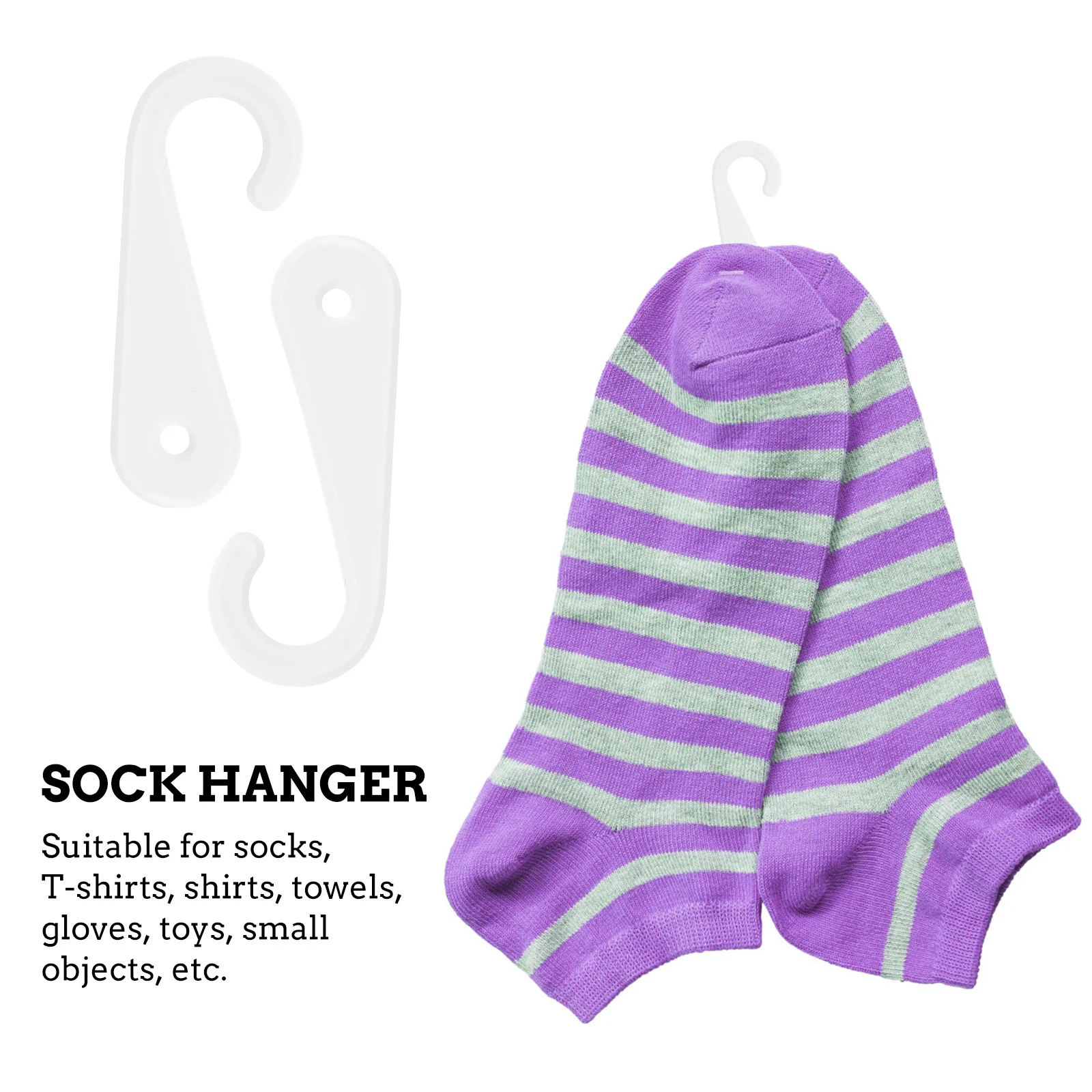 

500Pcs Sock Hooks Plastic J-Shaped Hangers for Socks T-Shirts Towels Display Retail Merchandising Hanging Tools