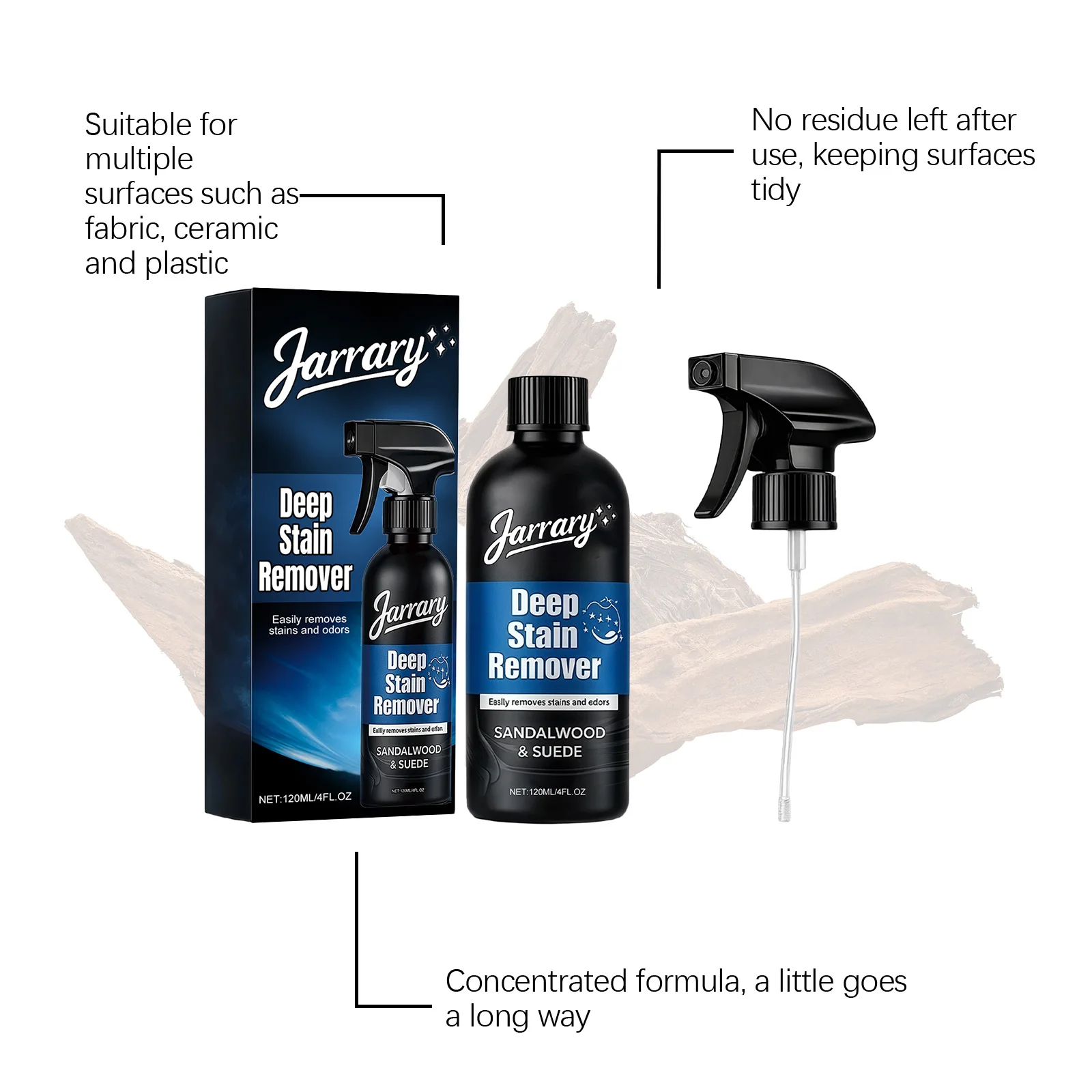 Jarrary Outdoor Multi Purpose Stain Remover Household Office Cleaning Deodorant Powerful Stubborn Dirt Cleaner Spray 120ml ﻿