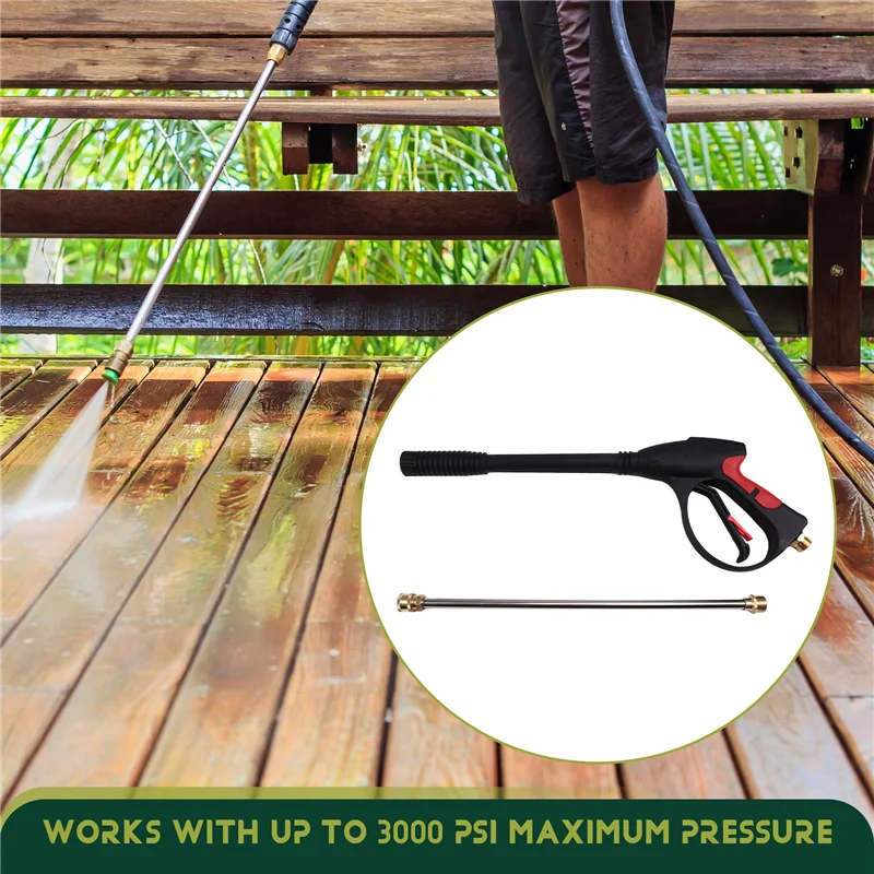 

ABUI-High Pressure Car Power Washer Gun Spray Wand Lance Kit 2000PSI