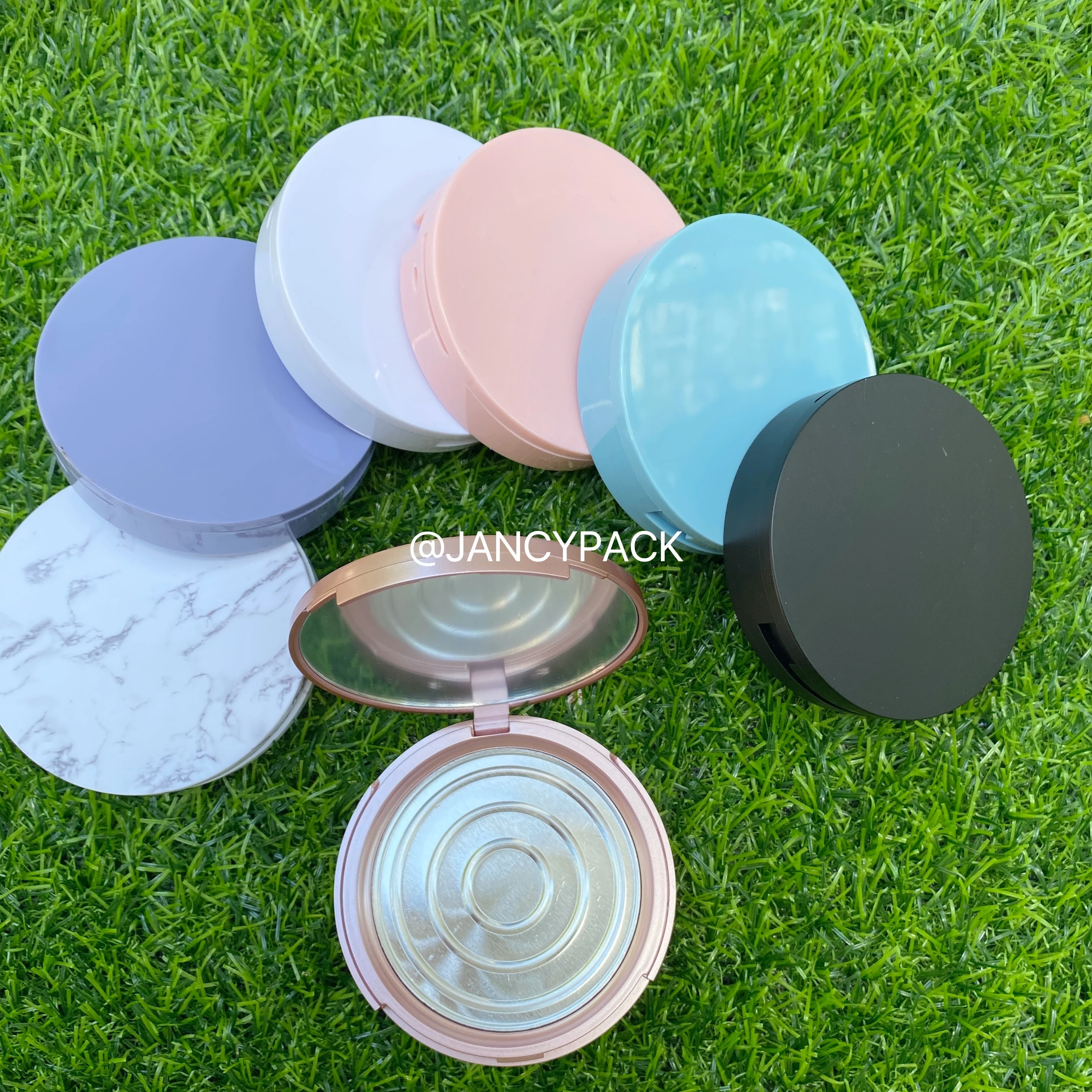 59mm Empty Powder Case aluminum Pan blue purple pink round Empty Pressed Compact Powde Compact Mirror Container Makeup