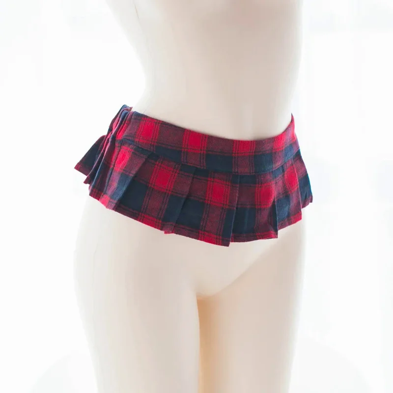 Anime Super MINI Plaid Skirt Sexy Cute Navy Blue Skirt Cosplay Costume Sweet School Girl Pleated Skirt Sexy Role Play Outfits