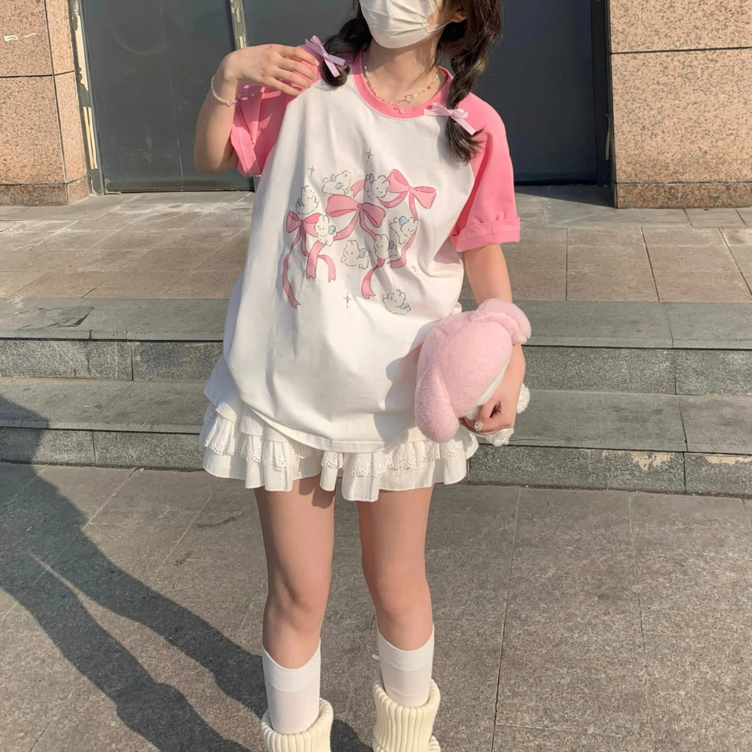 Subculture Japanese T-shirts Women Short Sleeve Printed Sexy Tees Outwear Kawaii Clothing Printed Blouse Y2k Tops Chic Harajuku