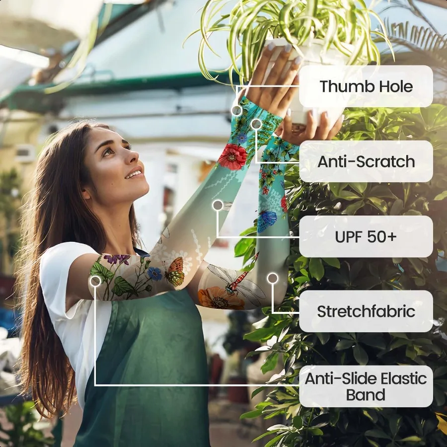 أكمام البستنة للنساء في المزرعة للحماية من أشعة الشمس وأكمام ذراع تبريد مقاومة للأشواك لتغطية الأذرع لرياضات الحديقة