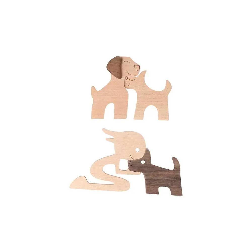 Office Home Decor Handicrafts Wooden Dog Pet Lovers Souvenir Ornaments Puppies Figurines Desktop Ornament Commemorative Gift