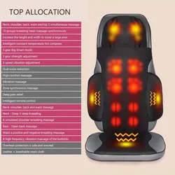 Electric Full Body Massage Chair Neck Back Waist Leg Infrared Heating Vibration Kneading Shiatsu Cushion Seat Relaxation