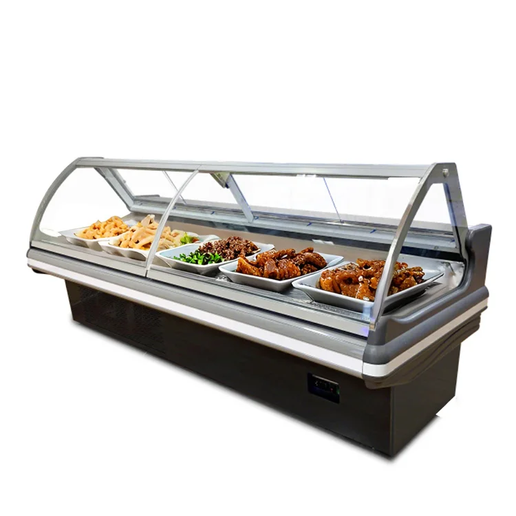 Commercial Cooler Meat Display Fridge Fresh Meat Showcase Supermarket Refrigerated Deli Showcase Meat Chiller Freezer