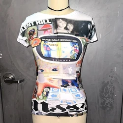 Women clothes Y2k Tops Baby Tees Aesthetic Emo Summer Tops Streetwear Gothic Harajuku Graphic Cartoon T-shirt Vintage Crop Tops