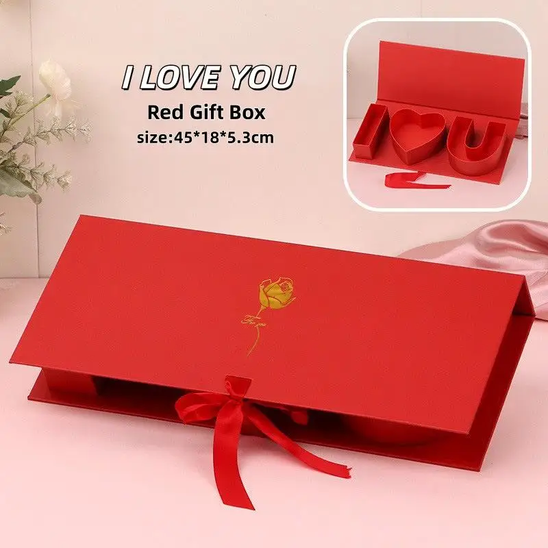 

&Rectangle I Love You Empty Box Romantic Red Color Jewelry Gift Box Large Size Letter-Shaped Thicker Flowers Gift Box