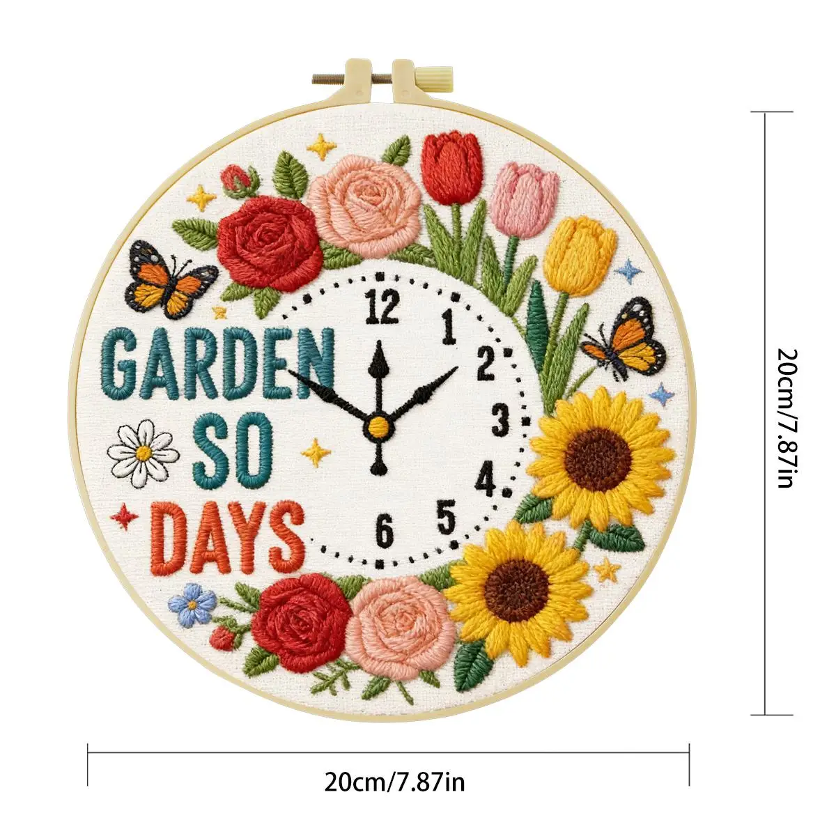 1 Stück 20X20CM/15X15CM 7,87/6,3 Zoll Blumen-Stickerei-Starter-Kit DIY-Kit DIY-Stickerei-Set Handarbeiten Heimdekoration – Detail 3