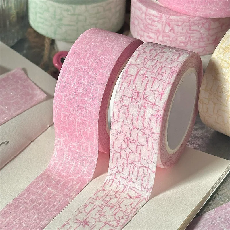 Ins coreano decorativo Washi Tape manuale diario Scrapbooking Collage Star Sparkling Pinaster Sticker Roll cancelleria scolastica