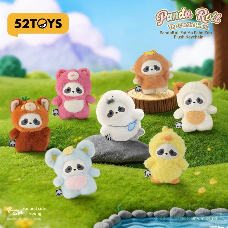 

52TOYS Panda Roll Plush Keychain Blind Box The Zoo In Hands Series Cute Stuffed Panda Pendant Collectible Gift For Toy Lovers