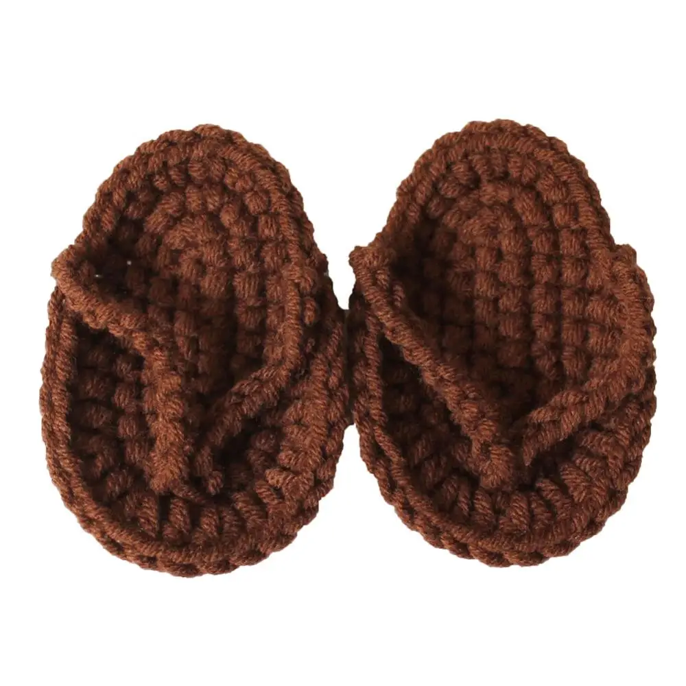 Newborn Baby Slipper Solid Color Mini Knitting Crochet Flip-Flops Infant Slippers Photo Props Shoe
