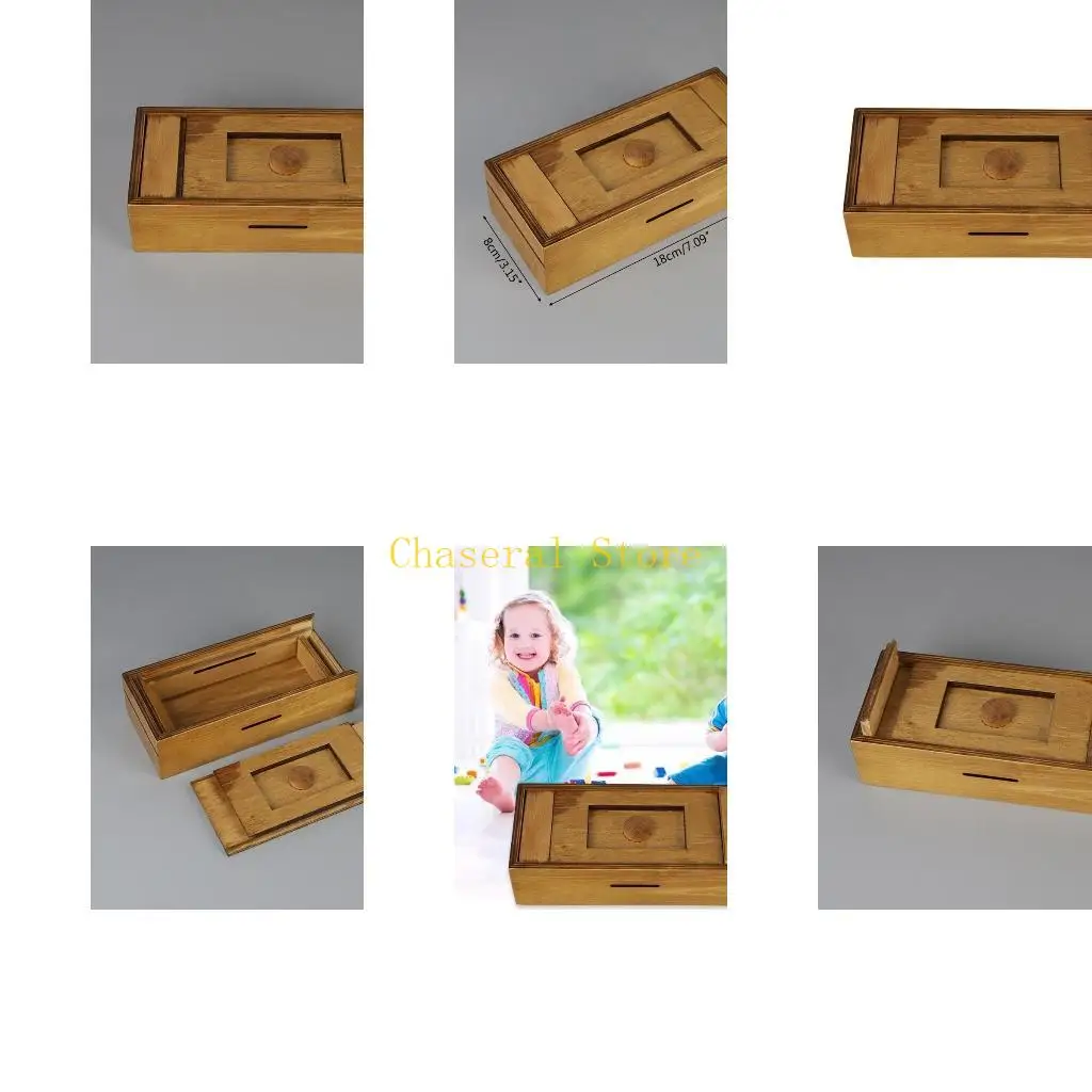 

E7CE 7.09x3.15x1.88in Puzzle Gift Box Unique Gift with Secret Compartments for Home