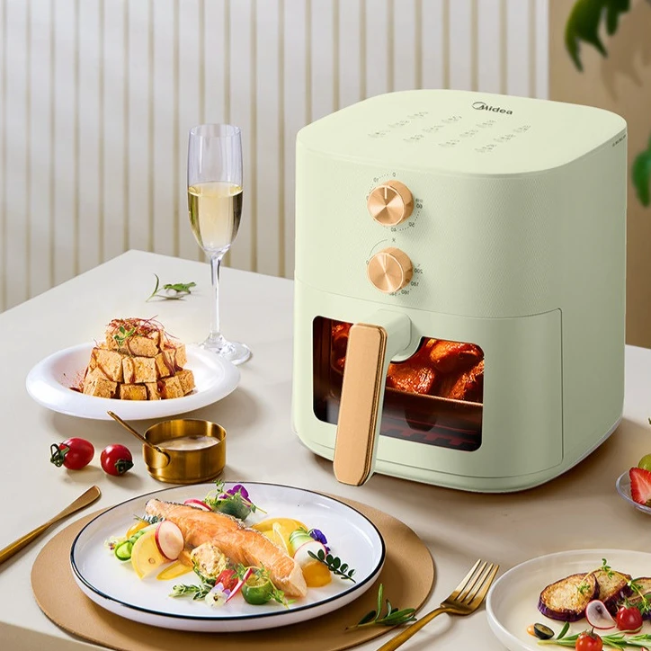 

Мультифункциональная умная аэрофритюрница Midea с большой емкостью 6 л, с визуальным контролем, без поворотных элементов, электрическая печь