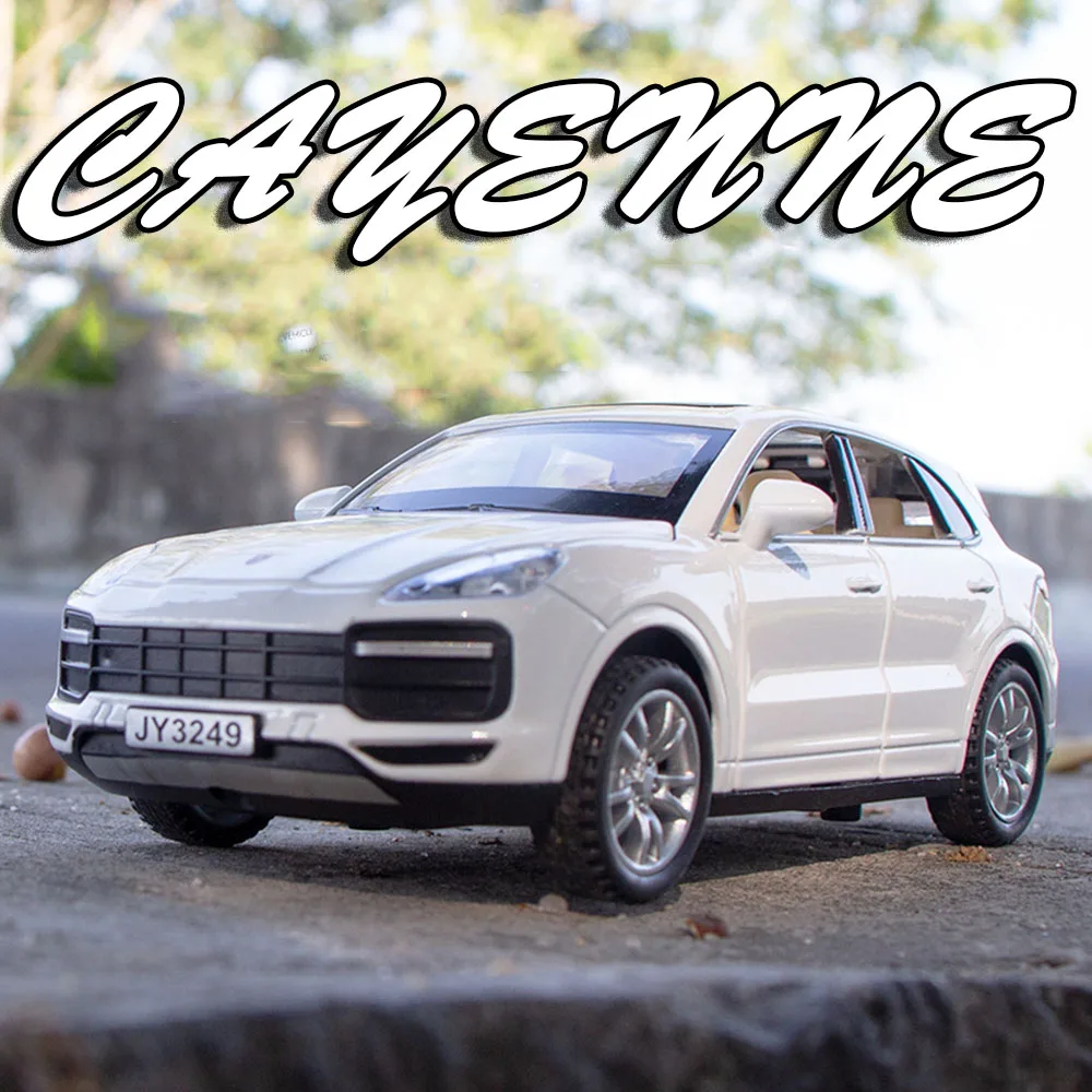 1:32 Scale Cayenne Macan Model Car Toys Alloy Diecast Doors Opened Sound Light Pull Back Ornament Toy Vehicles for Kids Gifts