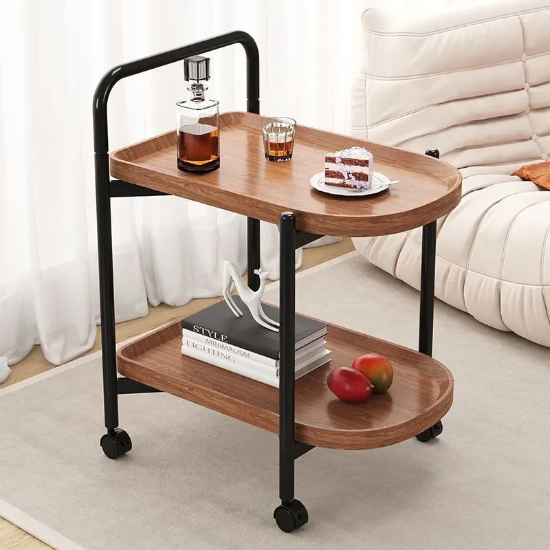 for Nordic Style Small Coffee Table Movable Living Room Sofa Side Tea Table Office Small Table Dining Car Trolley Rack