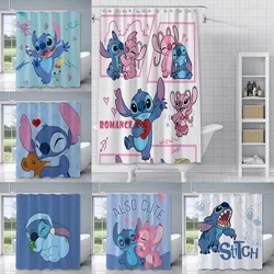 Hot Cartoon S-Stitch Love Big Eye Cute Shower Curtain Waterproof Polyester Fabric Paint Colorful Bath Curtains Curtain With Hook