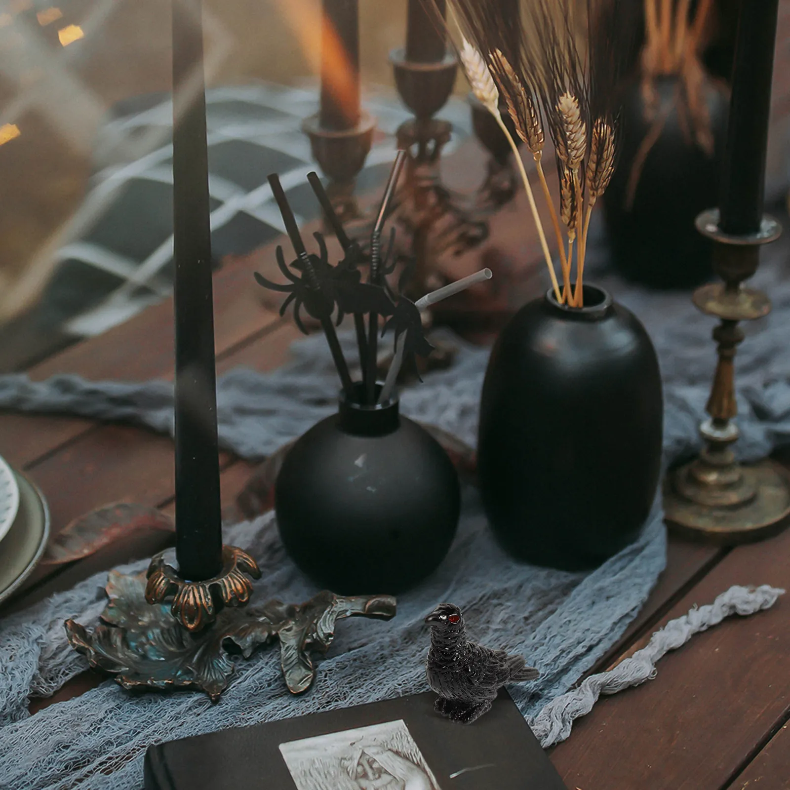 

12 миниатюрных фигурок воронов из смолы для Хэллоуина, украшения для микроландшафта, сада, песочницы, мини-ворон, мини-птица из смолы