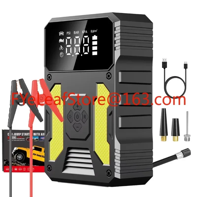 Car Battery Jump Starter With Air Compressor Portable 12V Portable Jump Starter Power Bank Car Battery Booster