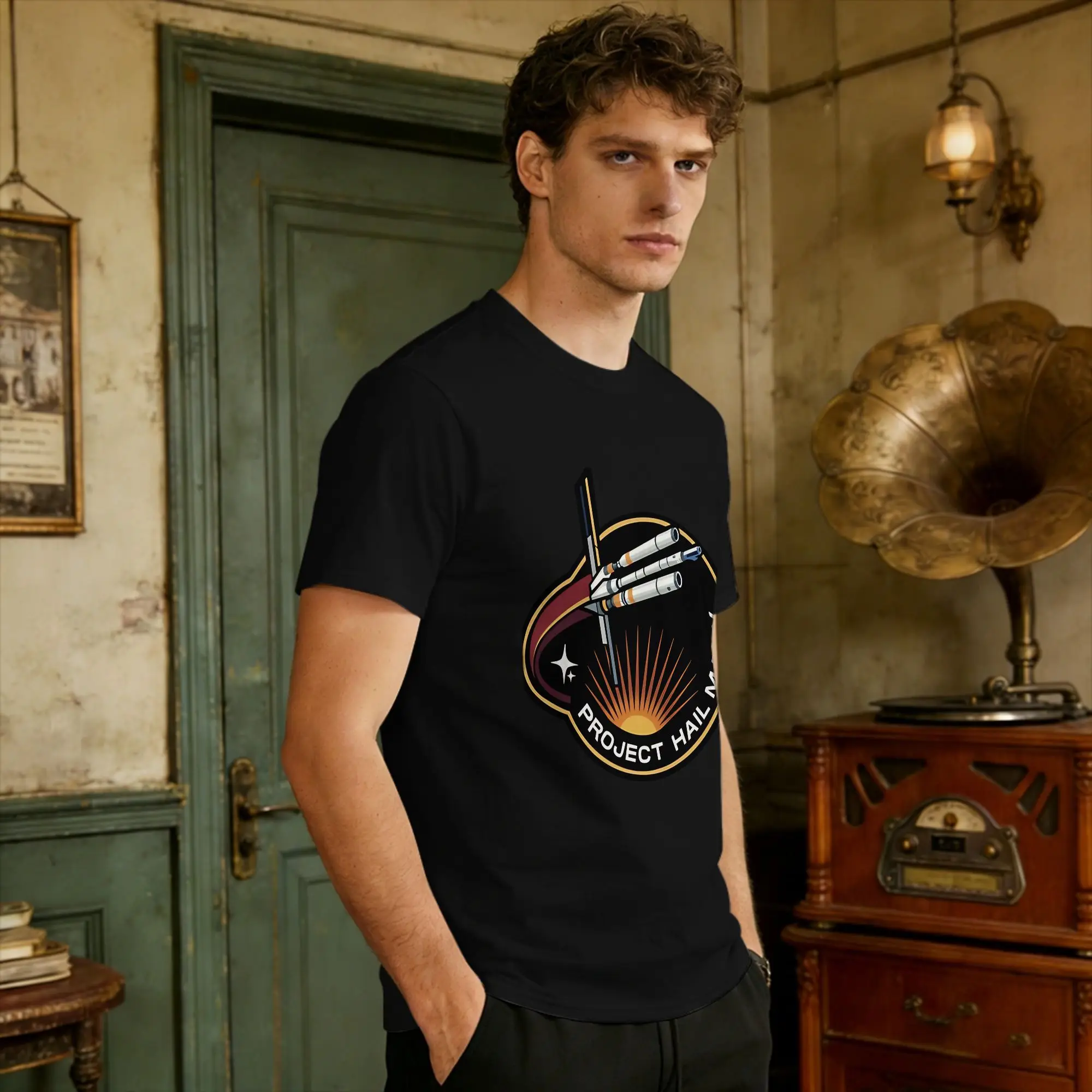 Casual T-Shirt Summer Mission Patch Hipster T-Shirts Project Hail Mary 100% Cotton Tee Shirt for Men Casual Short Sleeve Clothes