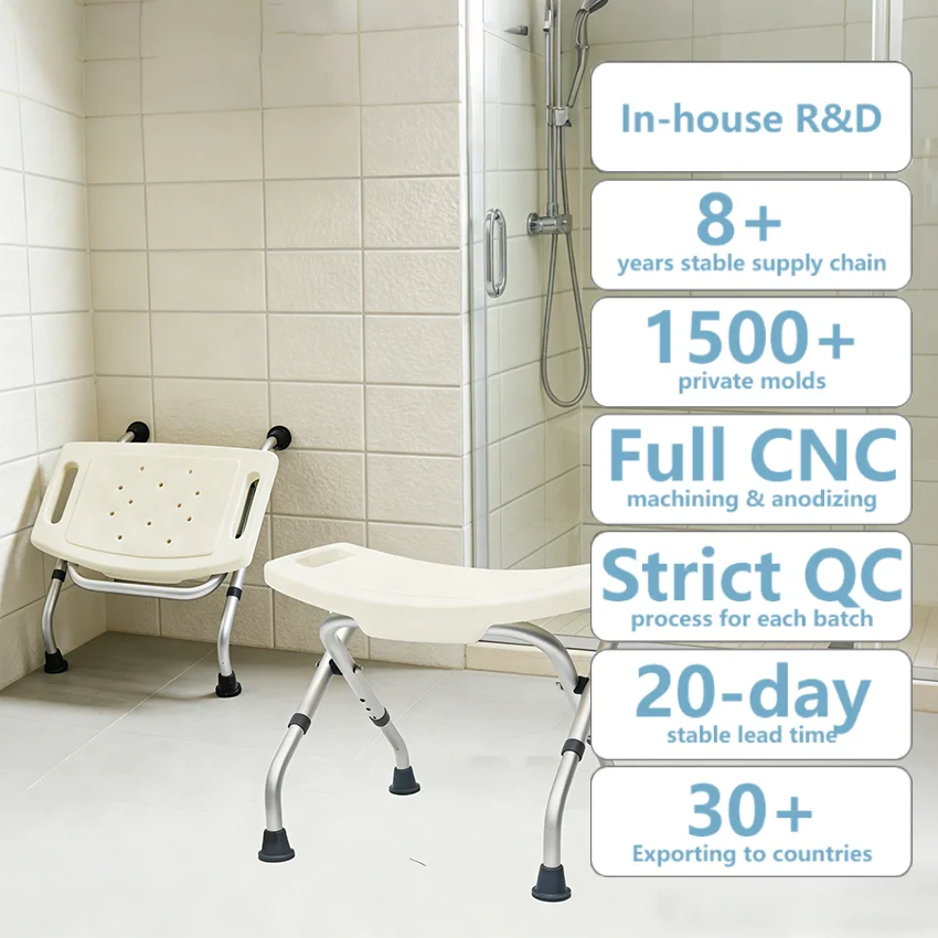 

Simplywalk Aluminum Alloy 136KG Bath Shower Chair Foldable Tub Elderly People UKCA Long-term Partner