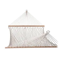 ins hammock with wooden stick fringed handmade cotton rope woven mesh mesh swimming pool seaside beach swing hanging chair