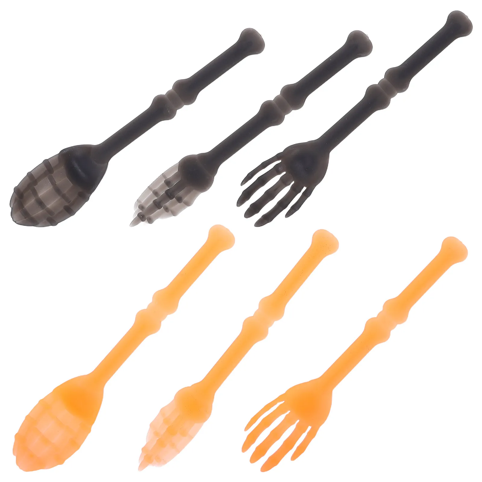 2Sets Halloween Party Tableware Plastic Forks Spoons Bone Shape Creative Design for Dinner Birthday Carnival Party Supplies