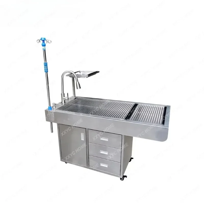 TTAnimal Treatment Table Stainless Steel Pet Cat and Dog Dissection Table Cleaning Care Beauty Operation Table