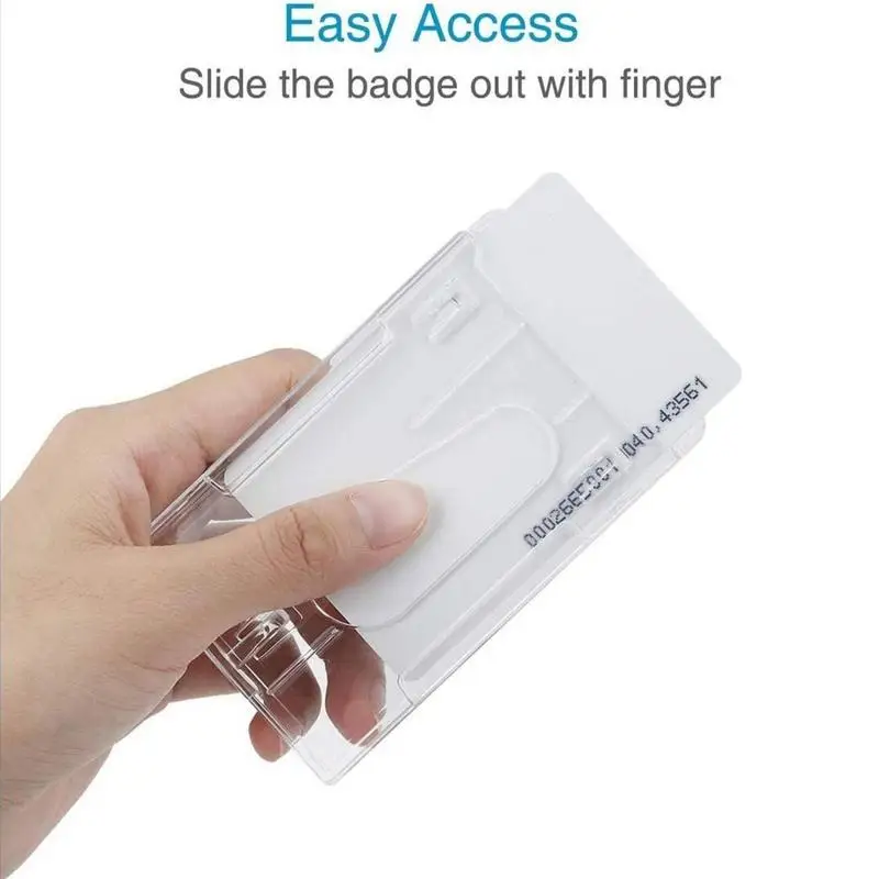2 Card Id Badge Houder Transparant Clear Verticale Harde Kaarthouder Stijve Id Card Protector Case Met Duim Notch Slot keten