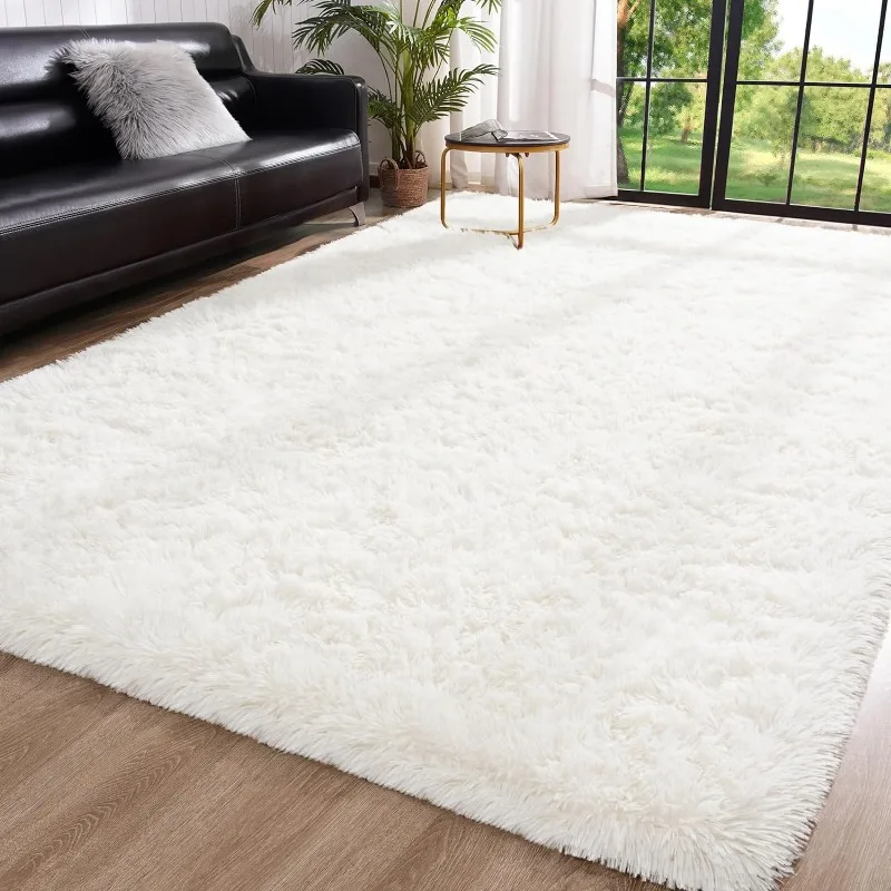 Fluffy Area Rug for Bedroom Living Room, Feet Beige Shaggy Rug Super Soft Modern Indoor Rug Fuzzy Plush Carpet