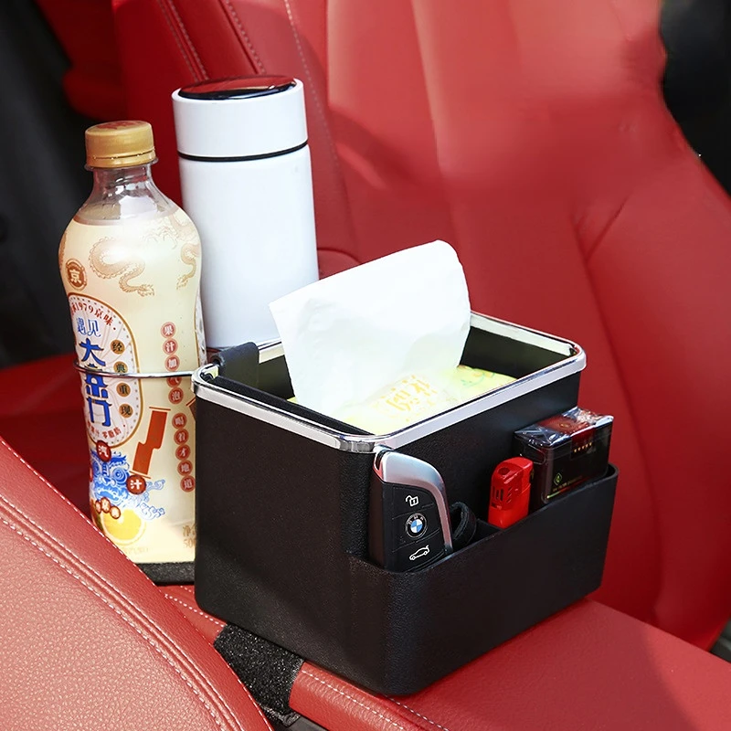 

Car Tissue Box Multi-function Car Storage Box Cup Holder Armrest Box Organizers Interior Stowing Tidying Accessories for Phone