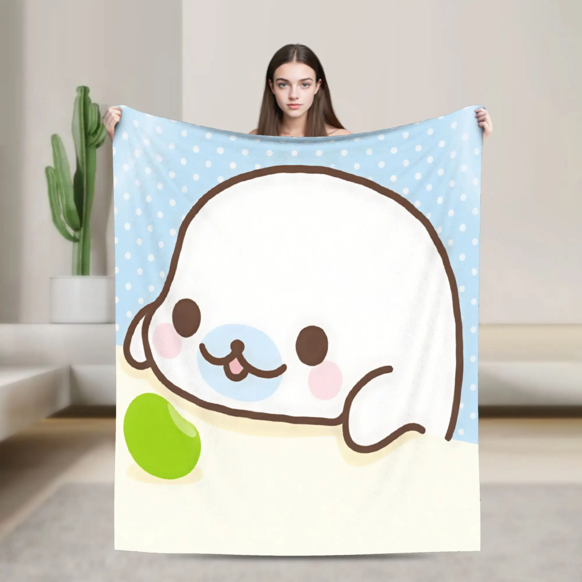 CUTE M-Mamegoma Seal Blanket  Warm Soft Comfortable Plush Throw Blanket For Girls Boys Outdoor Flannel Bedspread Bed Cover