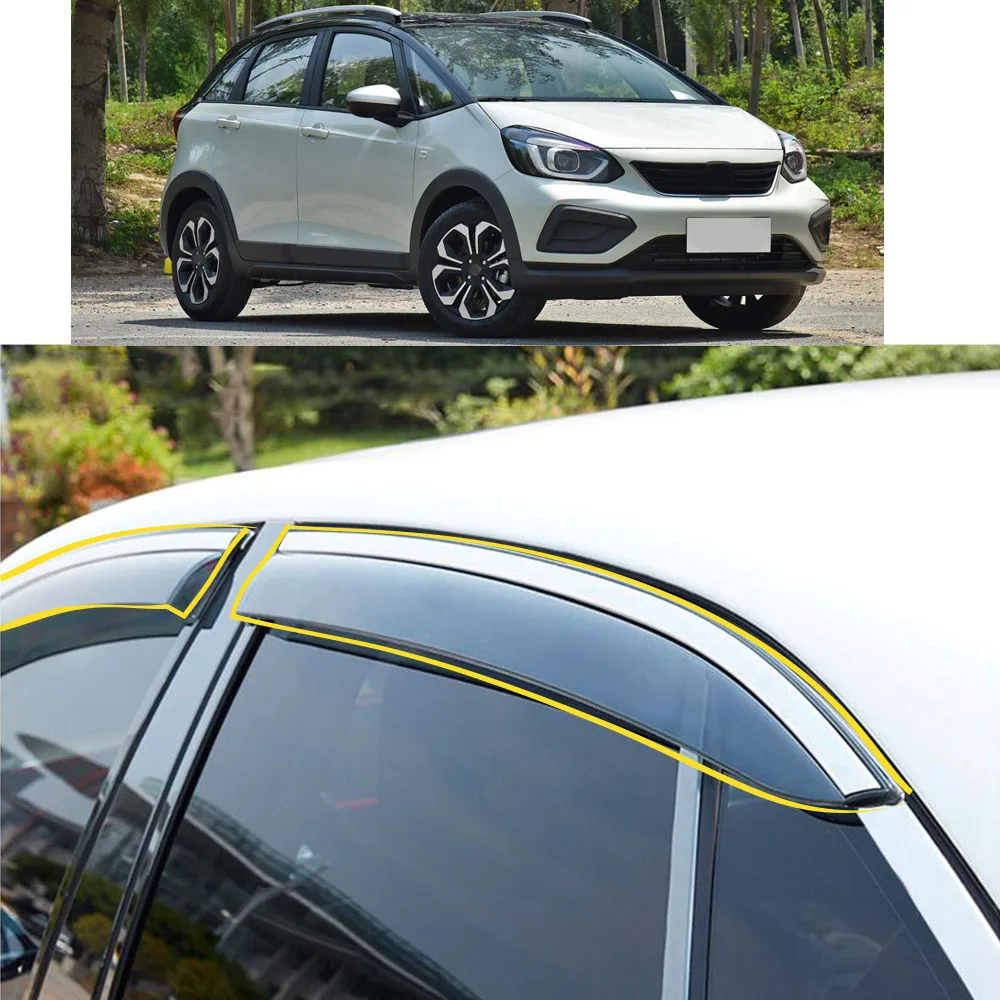 Car Body Sticker Plastic Window Glass Wind Visor Rain/Sun Guard Vent For Honda Fit Jazz Life GR9 Hatchback 2020 2021 2022