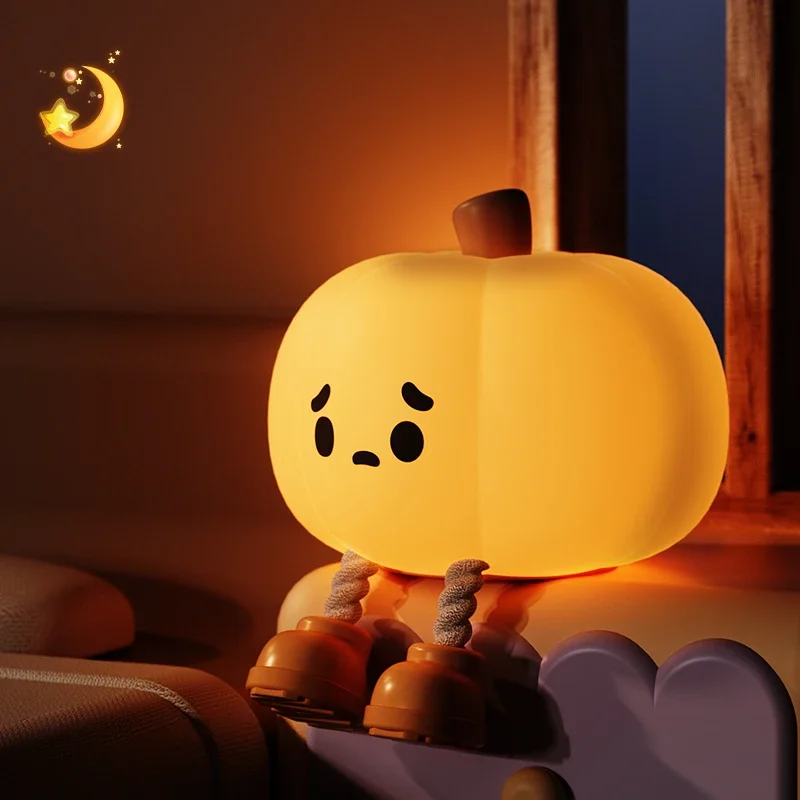 

Little Pumpkin Night Light Bedroom Decorative Atmosphere Light Cute Cartoon Desktop Decoration Children's Small Silicone Lamp