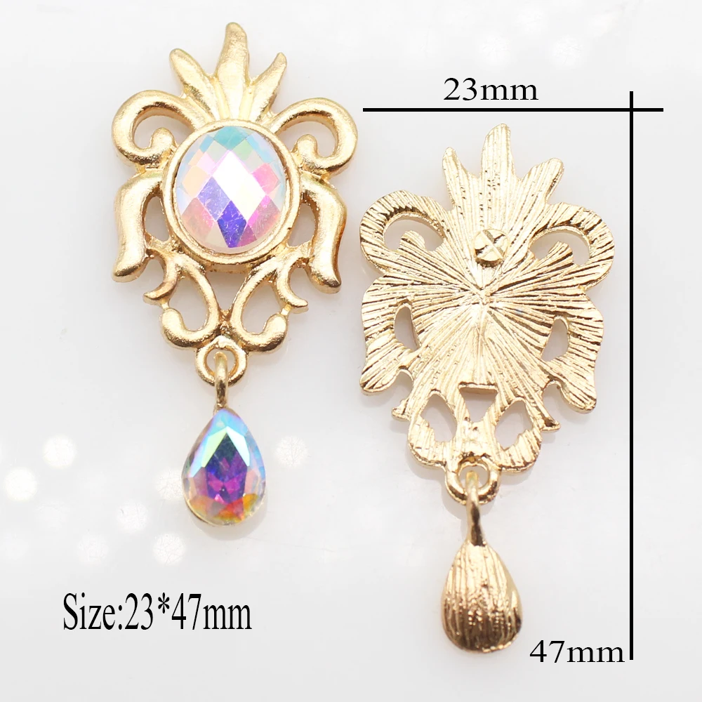 Fashion 10Pcs/Lot 23*47mm Gold-Plated Oval Glass Alloy Brooch Pendant DIY Wedding Clothing Hair Card  Jewelry Accessories