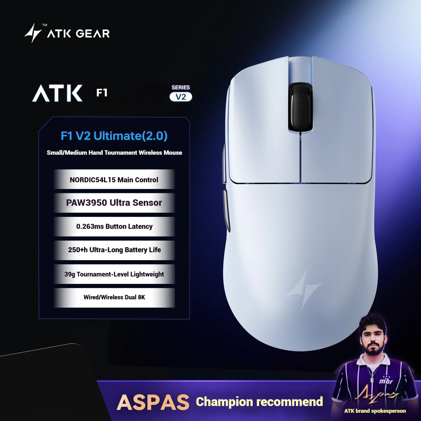 New ATK Blazing Sky F1 V2 Ultimate Wireless Mouse Lightweight