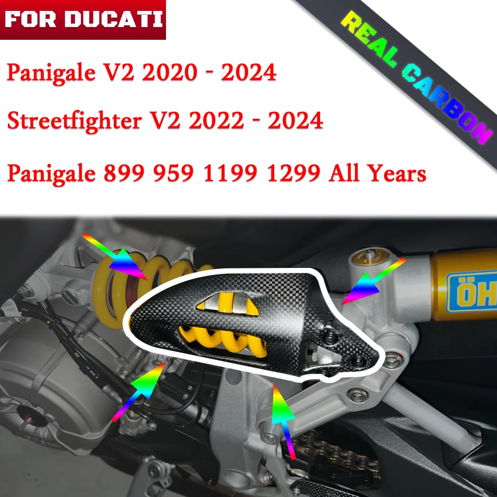 

For DUCATI Panigale 899 959 1199 1299 Streetfighter V2 2023 2024 Carbon Fiber Accessories Rear Shock Absorber Protection Cover