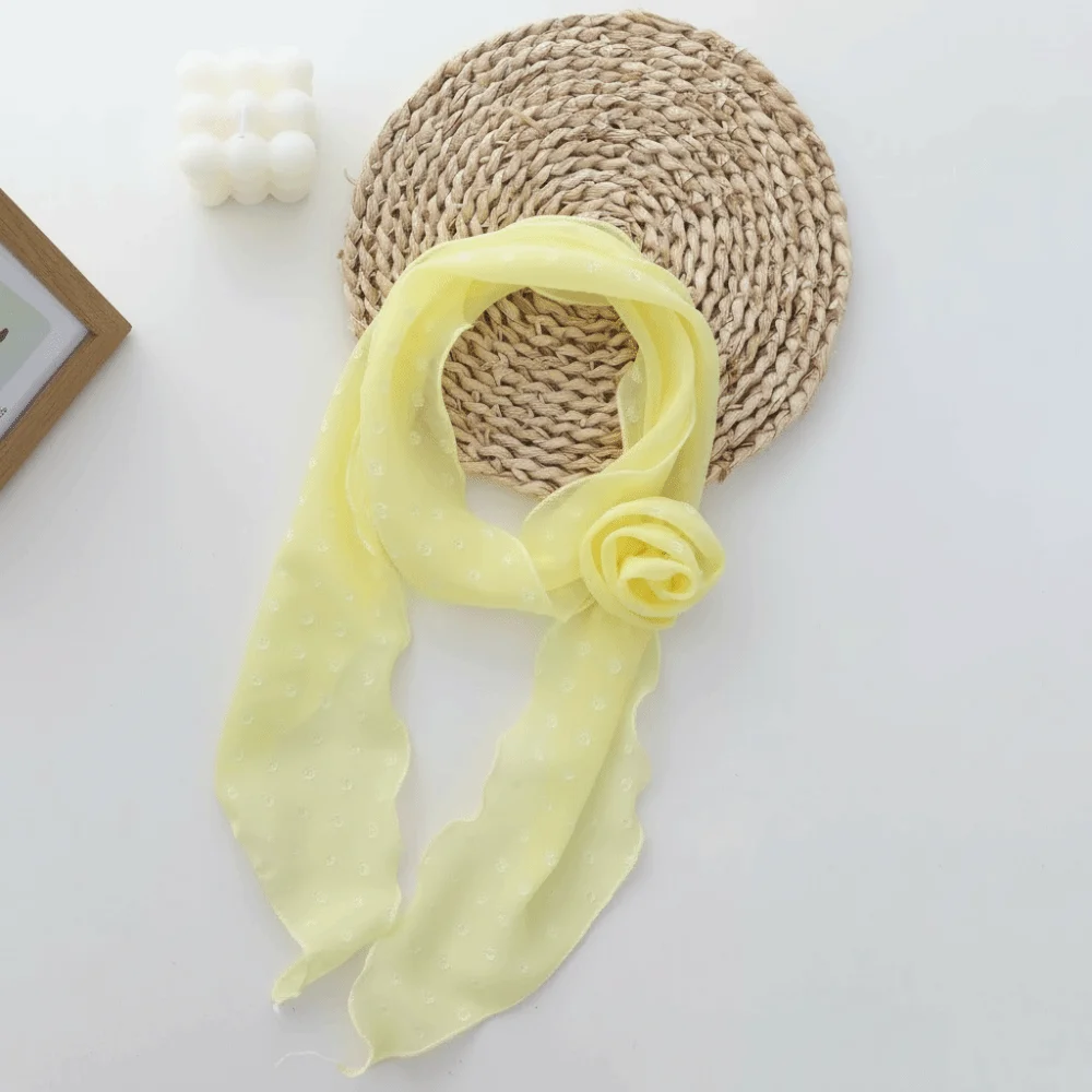 Detachable Design Chiffon Scarf Thin Material Narrow Shape Polka Dots Scarf Versatile Style High-end Feeling Long Scarf