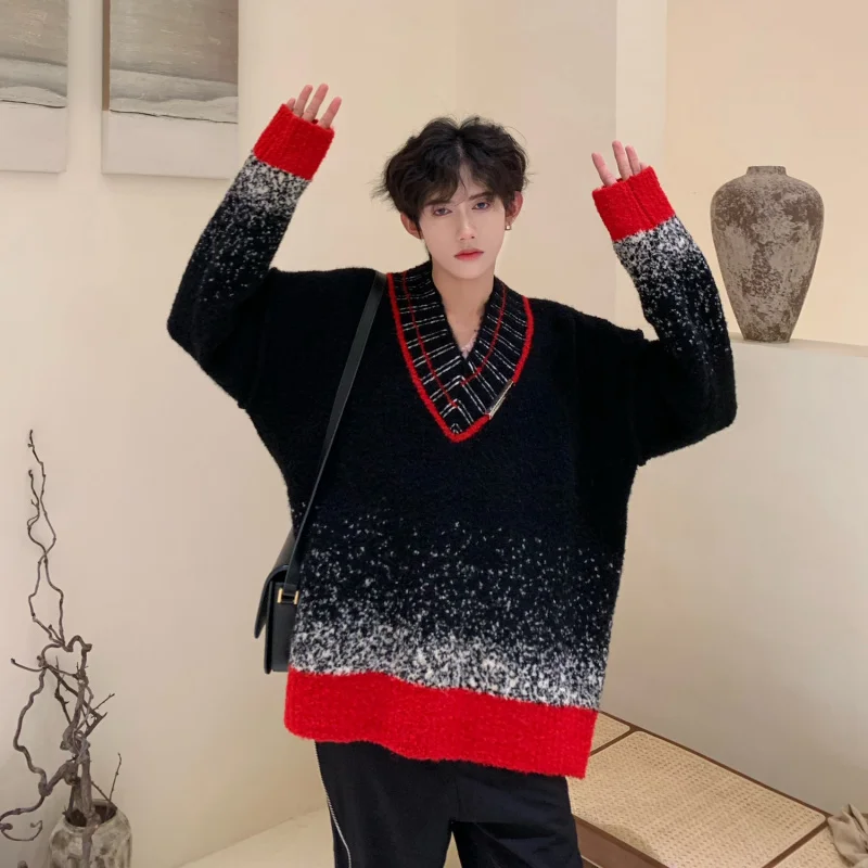 

Мужской свитер Adient Color Blo V-Ne: дизайнерская находка, высококлассный силуэт, уютный вязаный свитер для зимы